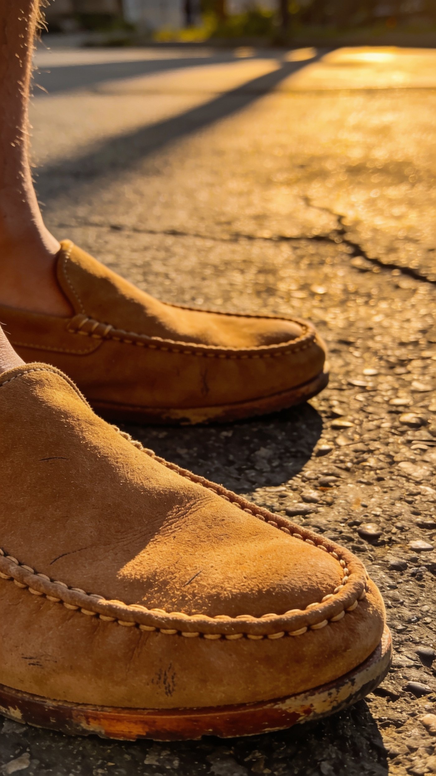 Soft unlined moccasins with a flexible sole and no heel stack