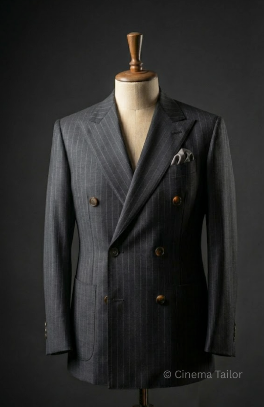 Double Breasted Suit Detail AI-rendered visual by Cinema Tailor