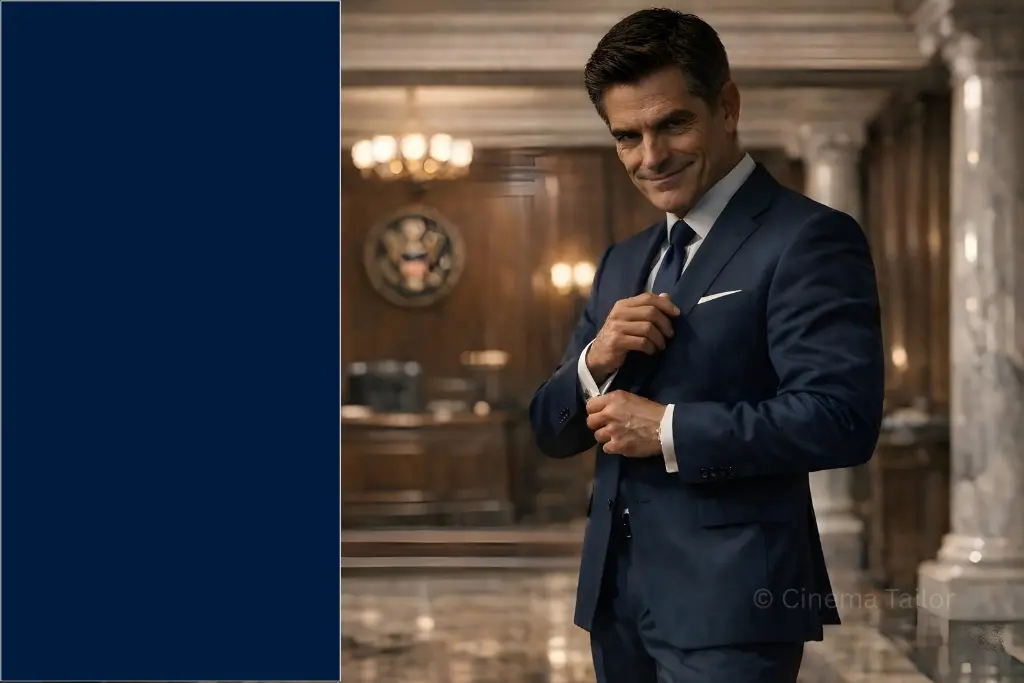 Movie villain suits showing a charcoal suit representing institutional power in film