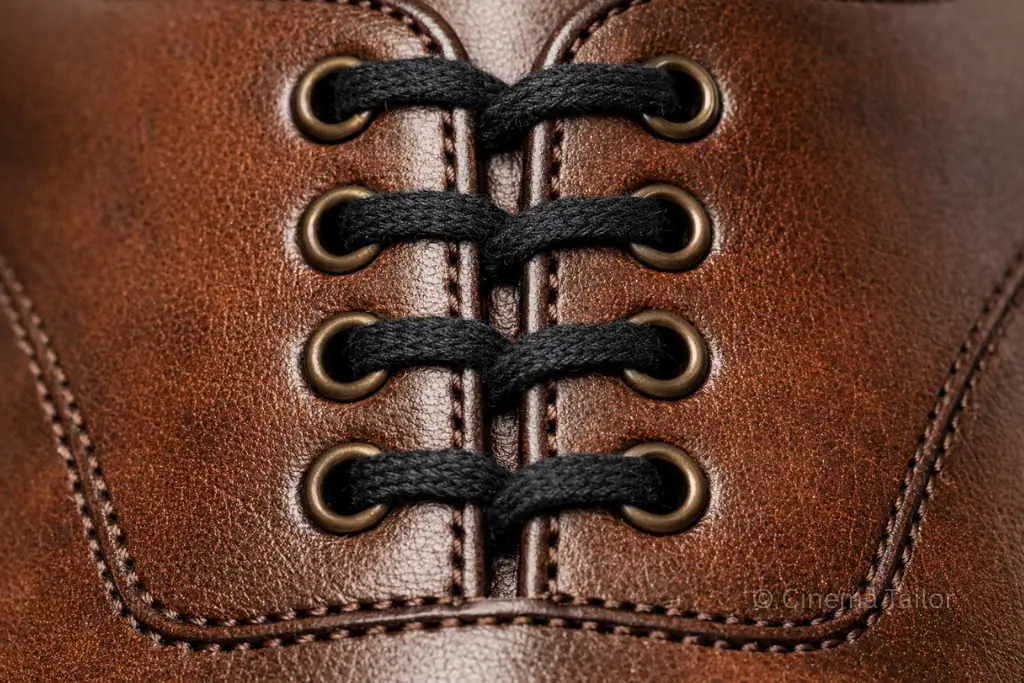 Close-up of Oxford closed lacing system.
