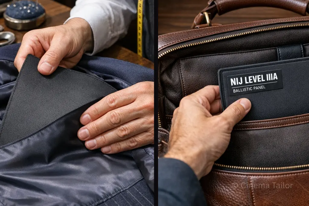 Concealable Body Armor Panel for Civilian Briefcases (NIJ Level IIIA) Concealable body armor ballistic panel inserted inside a civilian briefcase, NIJ Level IIIA protection